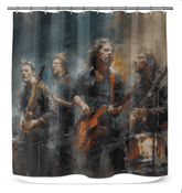 Tonal Triumph elegant shower curtain in bathroom setting